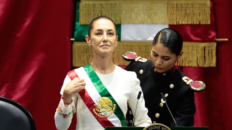 La presidenta de México, Claudia Sheinbaum, durante un discurso.