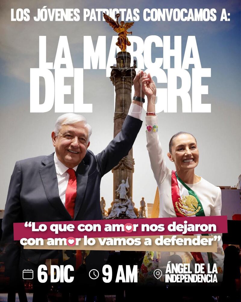 El llamado es asistir el sábado 6 de diciembre al ángel de la independencia de la Ciudad de México a las 9:00 horas y con rumbo al Zócalo capitalino.