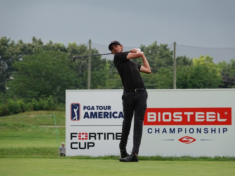 El golfista mexicano Abraham Ancer durante el torneo Fortinet Championship del PGA Tour.