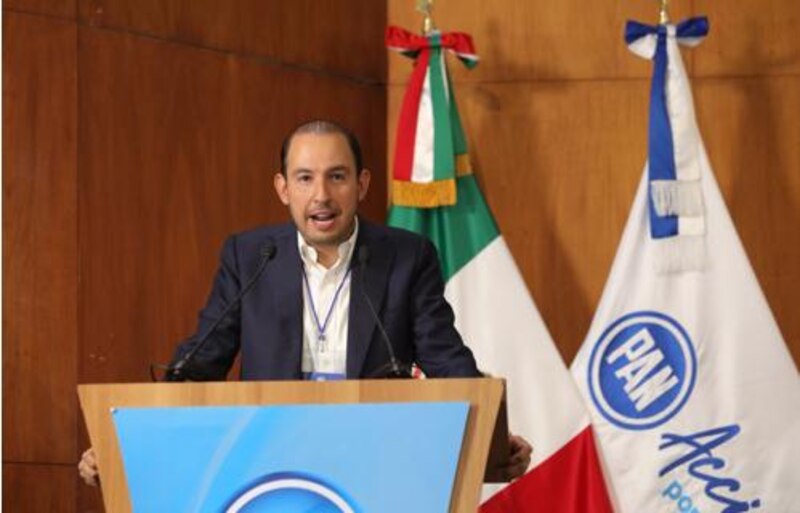 El presidente del PAN, Marko Cortés, durante un discurso.