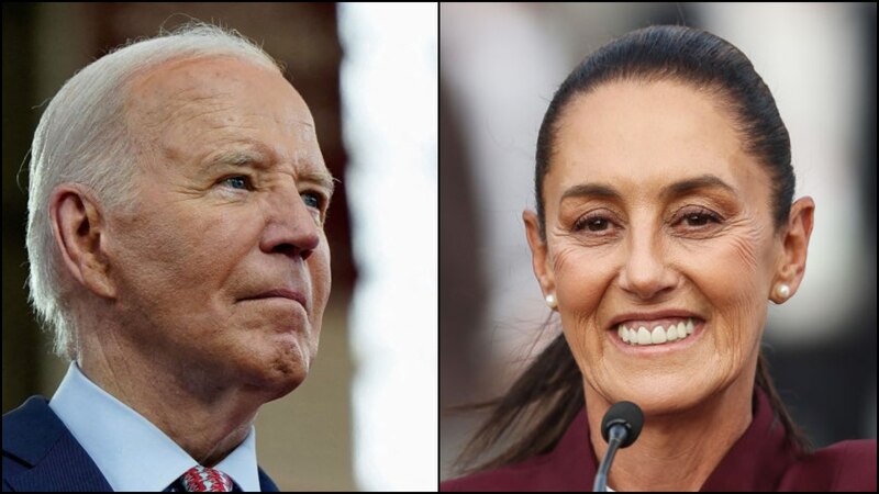 El presidente Biden y la vicepresidenta Harris sonríen.