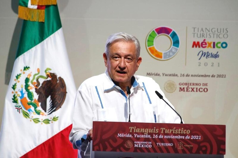 El presidente Andrés Manuel López Obrador inaugura el Tianguis Turístico 2021 en Mérida, Yucatán