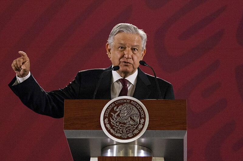 El presidente Andrés Manuel López Obrador da un discurso.