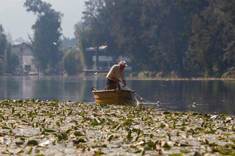 Un pescador solitario en una barca