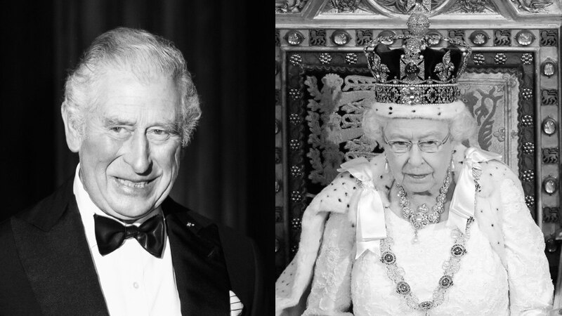El rey Carlos III y la reina Isabel II