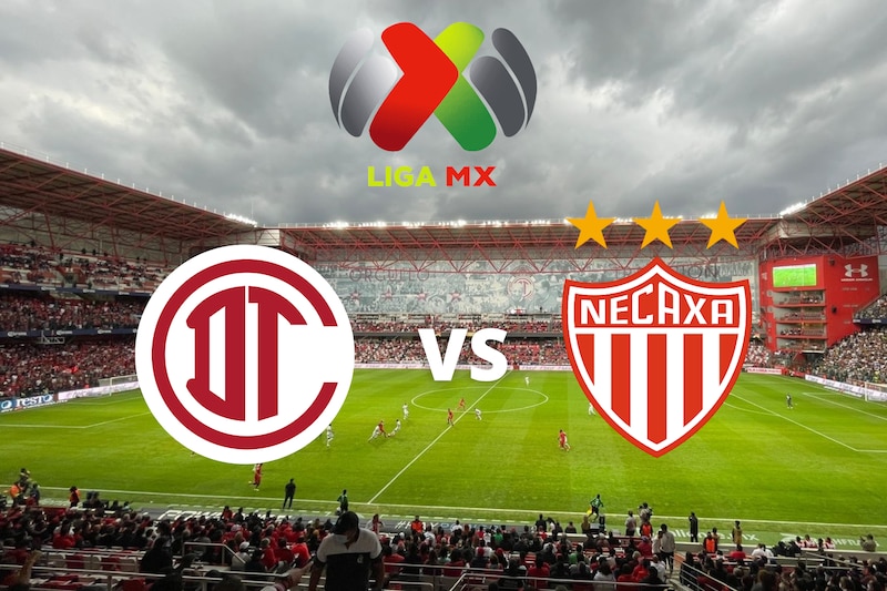 El estadio Nemesio Diez y los logotipos de los equipos Necaxa y Toluca