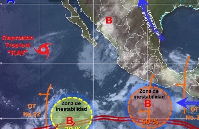 Huracán Kay se acerca a las costas de México