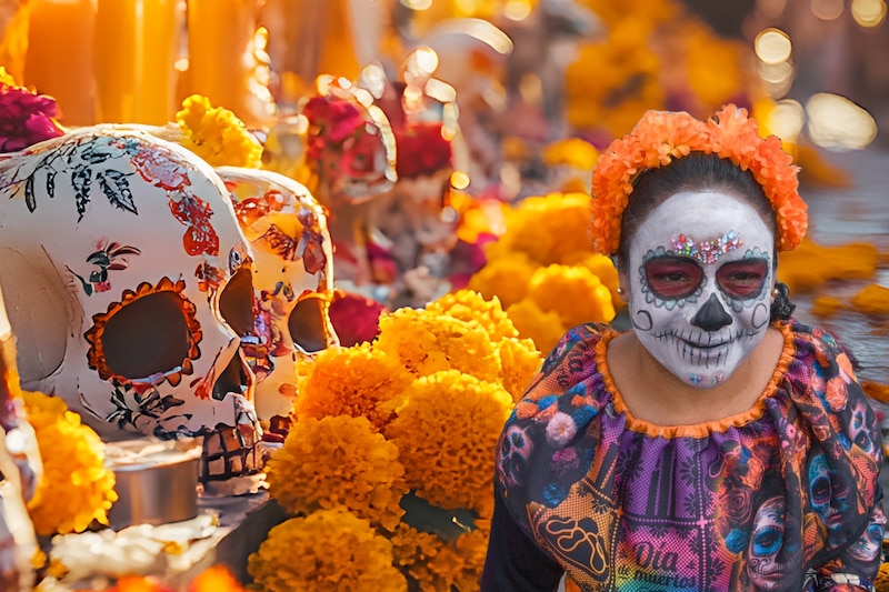 Una niña pidiendo calaverita