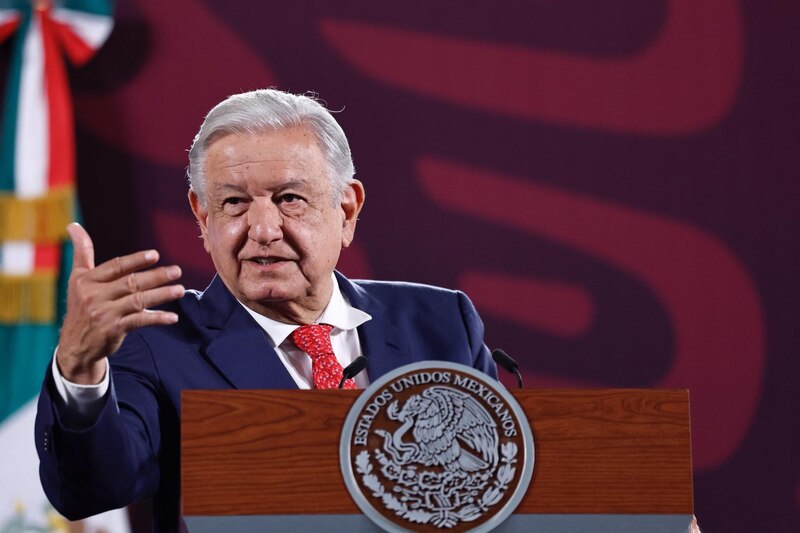 El presidente Andrés Manuel López Obrador da un discurso.