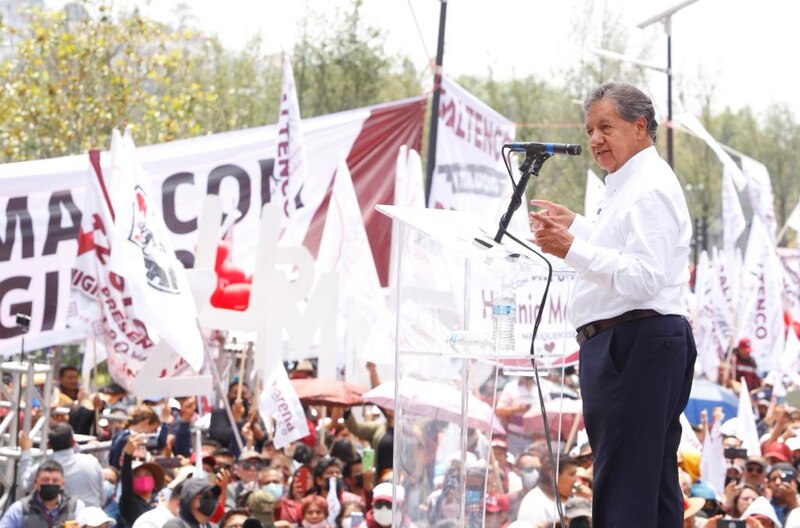 El presidente López Obrador encabeza mitin en el Zócalo