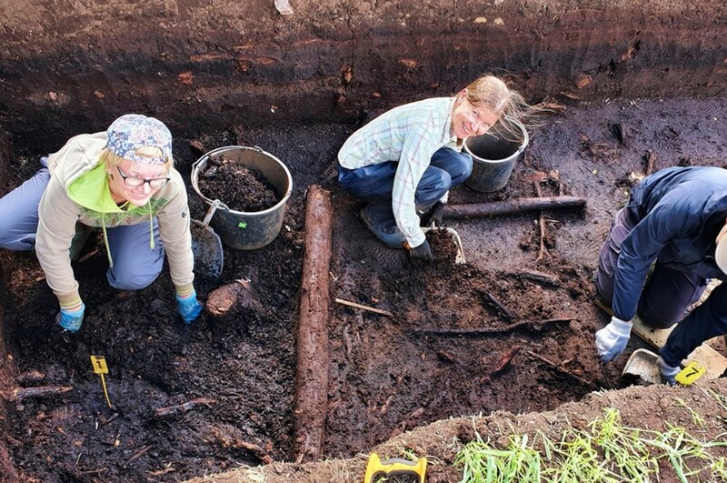 Un equipo de arqueólogos trabaja en un yacimiento.