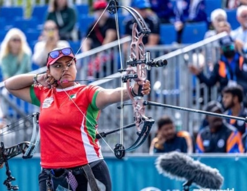 La arquera mexicana Alejandra Valencia durante una competencia.