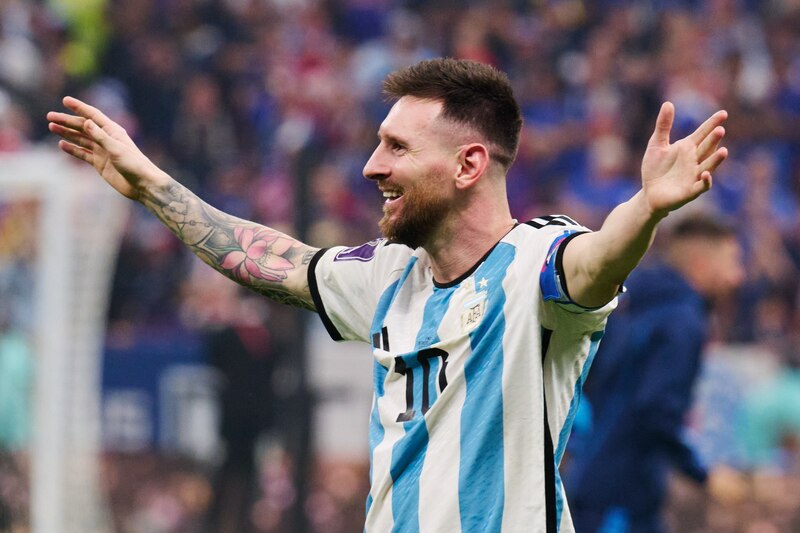 Lionel Messi celebra la victoria de Argentina