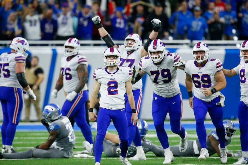 Los Buffalo Bills celebran su victoria sobre los Detroit Lions