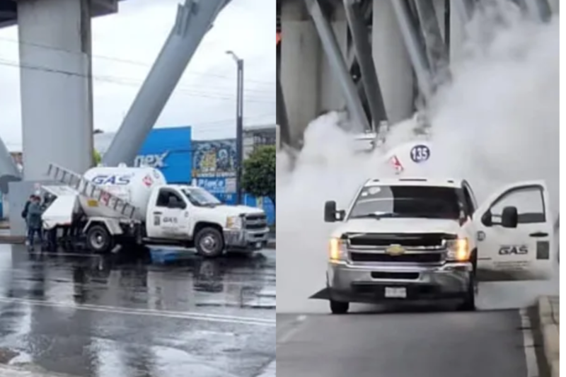 Pipa de gas con fuga en Tláhuac