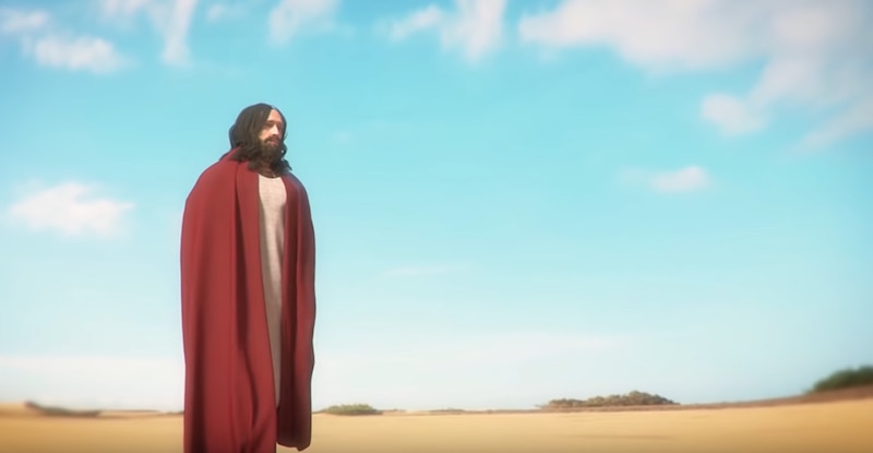 Jesucristo caminando por el desierto