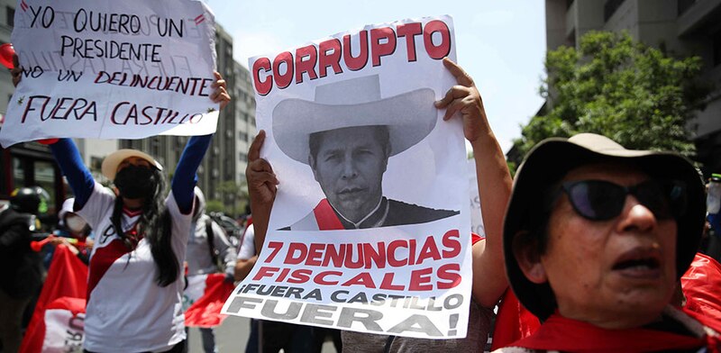 Protestas en Perú contra el presidente Pedro Castillo