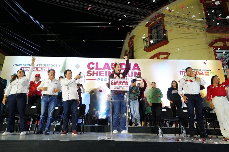 Claudia Sheinbaum, precandidata de Morena a la presidencia de México, en un mitin en la Ciudad de México.