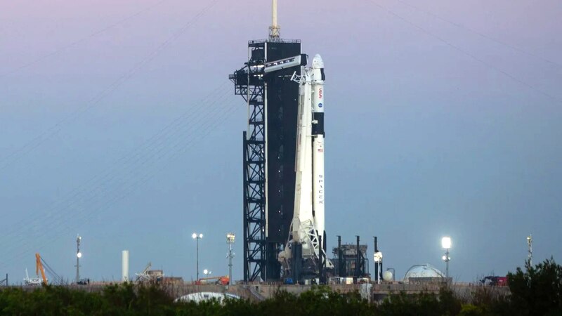 SpaceX Falcon 9 rocket on the launch pad