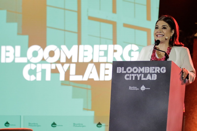 La alcaldesa de Barcelona, Ada Colau, en un evento de Bloomberg CityLab.