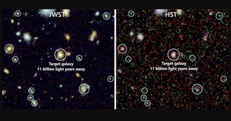 Comparación de imágenes del telescopio espacial James Webb y el telescopio espacial Hubble