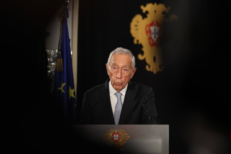 El presidente de Portugal, Marcelo Rebelo de Sousa, da un discurso.