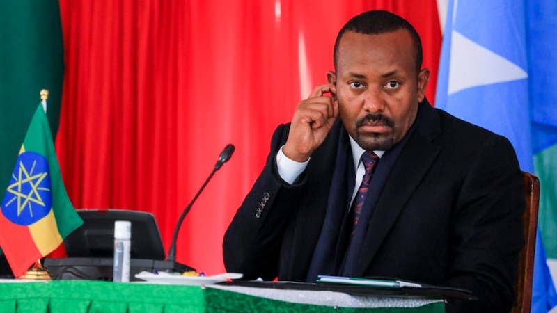 El Primer Ministro de Etiopía, Abiy Ahmed, da un discurso.