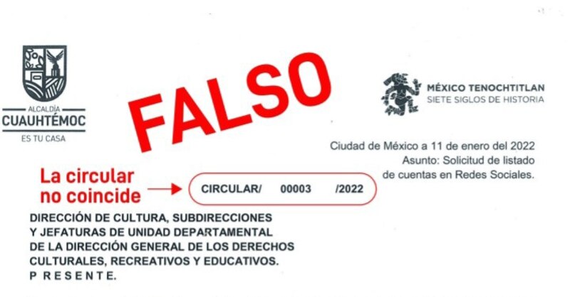 Circular sobre la no coincidencia de la circular