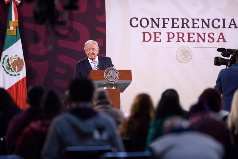 El presidente López Obrador en una conferencia de prensa