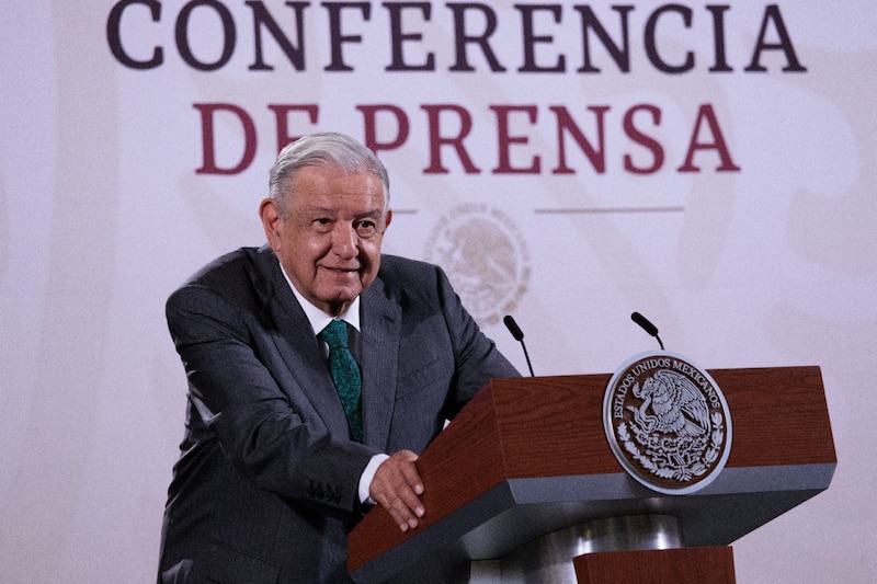 El presidente López Obrador en una conferencia de prensa