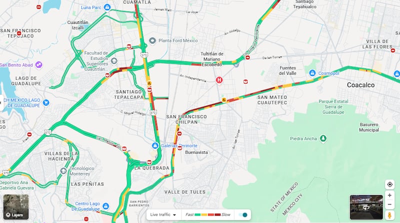 La carretera presenta carga vehicular lenta por reparaciones y accidentes en diferentes puntos.