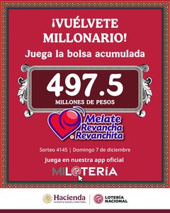 Premio de 497.5 mdp, la bolsa acumulada de Melate, Revancha y Revanchita más importante del año