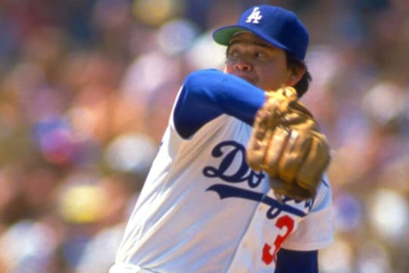 Fernando Valenzuela en un juego de los Dodgers