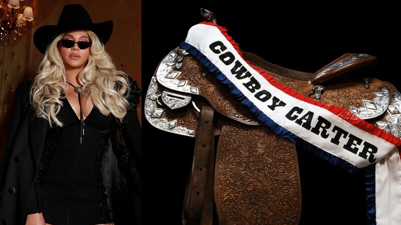 Beyoncé muestra su lado más country con un sombrero de vaquero y una silla de montar