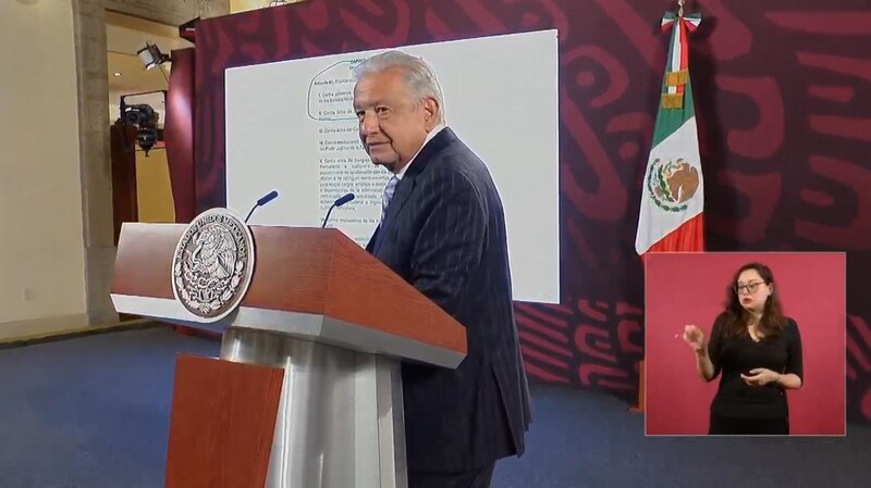 El presidente Andrés Manuel López Obrador da su conferencia matutina en Palacio Nacional.