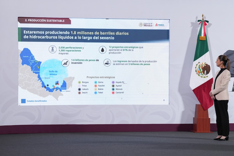 En la conferencia mañanera de la presidenta Sheinbaum se presentó el plan de  trabajo sexenal para Pemex, que este año tendrá una inversión de 220 mil millones de pesos