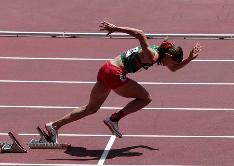 Atleta en la línea de salida