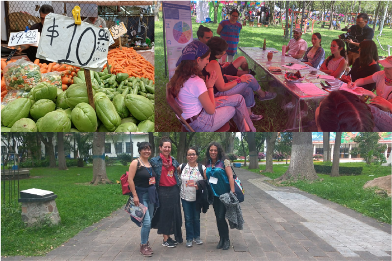 Mujeres en la feria de alimentos orgánicos