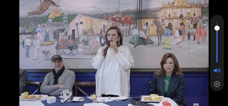 La alcaldesa de Puebla, Claudia Rivera Vivanco, durante una rueda de prensa.