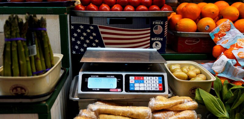 Frutas y verduras en un mercado