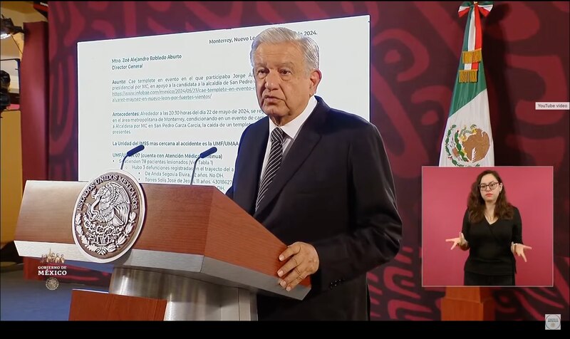 Title: AMLO encabeza evento en Nuevo León; colapsa templete y hay 3 muertos