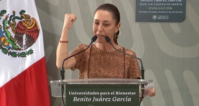 La Secretaria de Educación Pública, Leticia Ramírez, durante la evaluación de las Universidades para el Bienestar Benito Juárez García en Tlaltizapán de Zapata, Morelos.