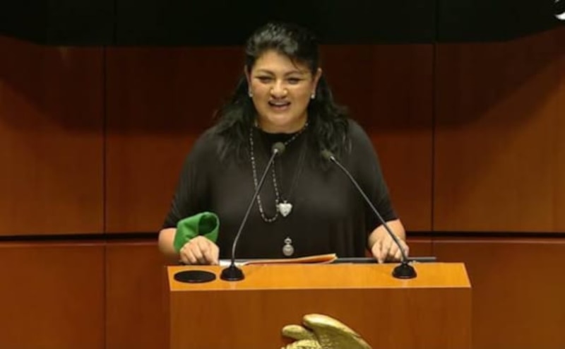 La diputada federal por Morena, María Clemente García Moreno, durante su participación en la tribuna de la Cámara de Diputados.