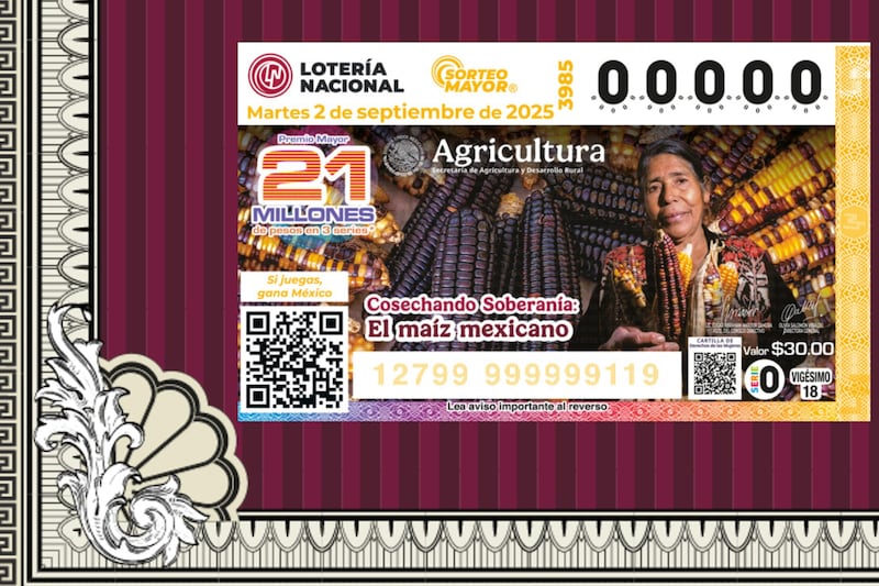 Sorteo Mayor 3985 de la Lotería Nacional 2 de septiembre