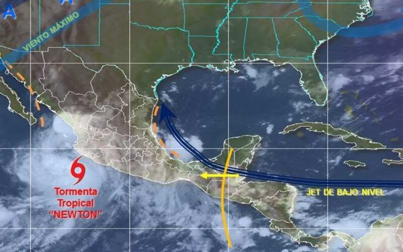 Tormenta tropical Newton se acerca a las costas de México
