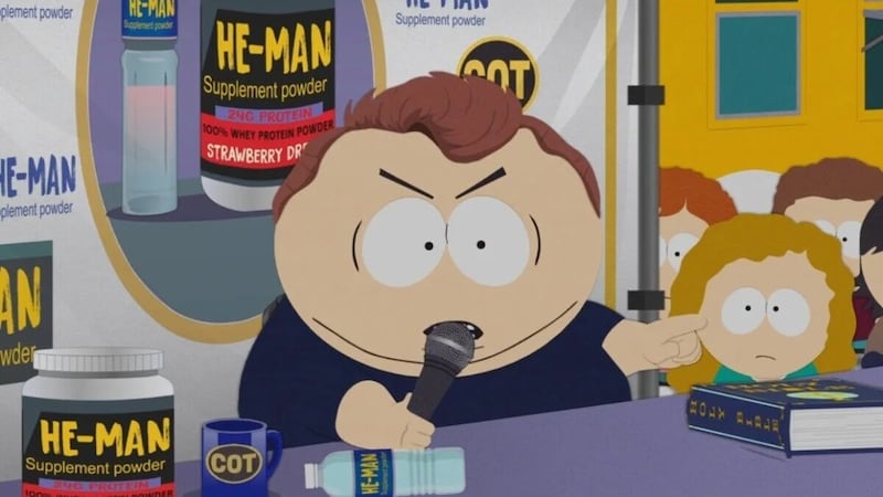Charlie Kirk en South Park. En el capítulo, el personaje de Cartman parodia al influencer republicano por su forma agresiva y sesgada de debatir en universidades.