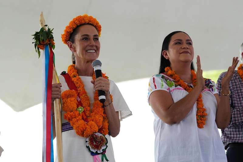 Claudia Sheinbaum hablando en evento público en Morelos tras informe de la OEA