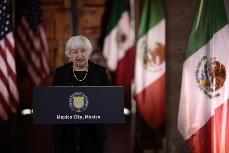 Janet Yellen, Secretaria del Tesoro de EE.UU., pronuncia un discurso en la Ciudad de México