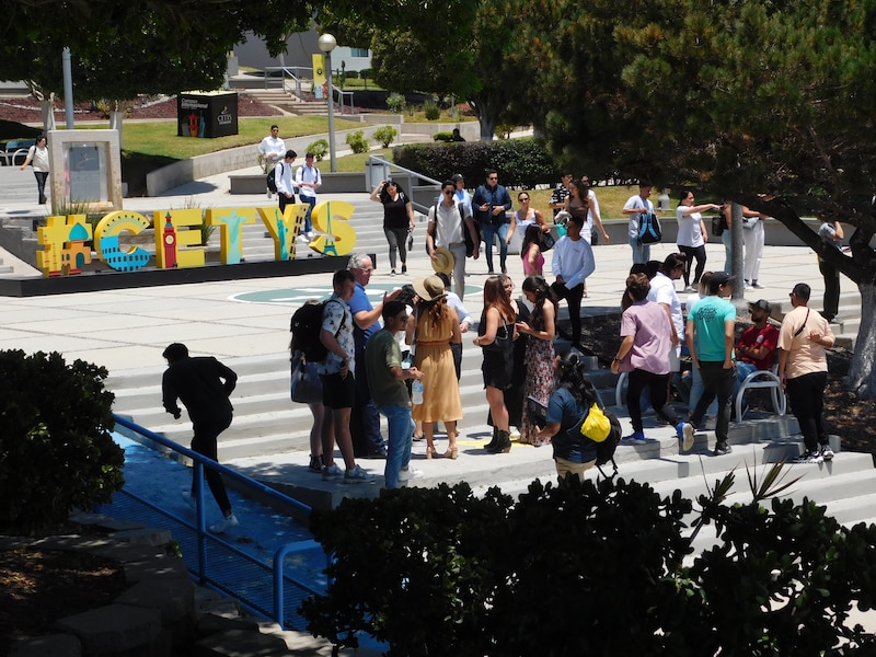 Estudiantes en campus universitario