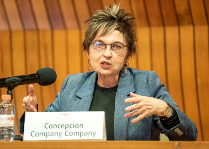 Concepción Company, presidenta de honor de la CEOE, durante una conferencia en Madrid